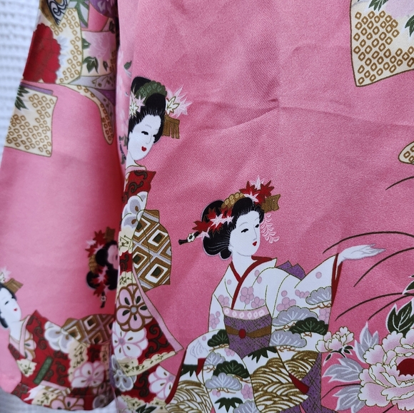 Vintage Made in Japan Bold Floral Kimono Dressing Gown Robe Coat OS Polyester - Picture 8 of 16